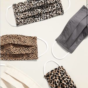 5 Triple Layer Cloth Face Masks, Leopard+ Solid